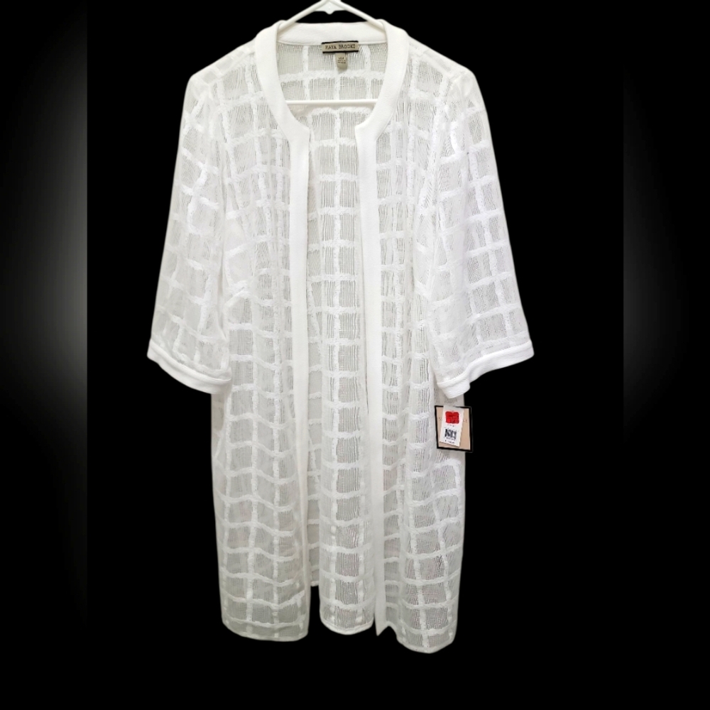 Maya Brooke Beach/Pool Cover Up Sz 14 W White PTP 21" L 39"